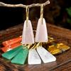 Faceted Trapezoidal Natural Stone Earrings for Women - Luxury Tiger Eye Danglers