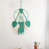 Handwoven Cotton Rope Contrast Color Dreamcatchers with Leaves Tassels Wall Hanging Macrames Tapestrys for Home Decors