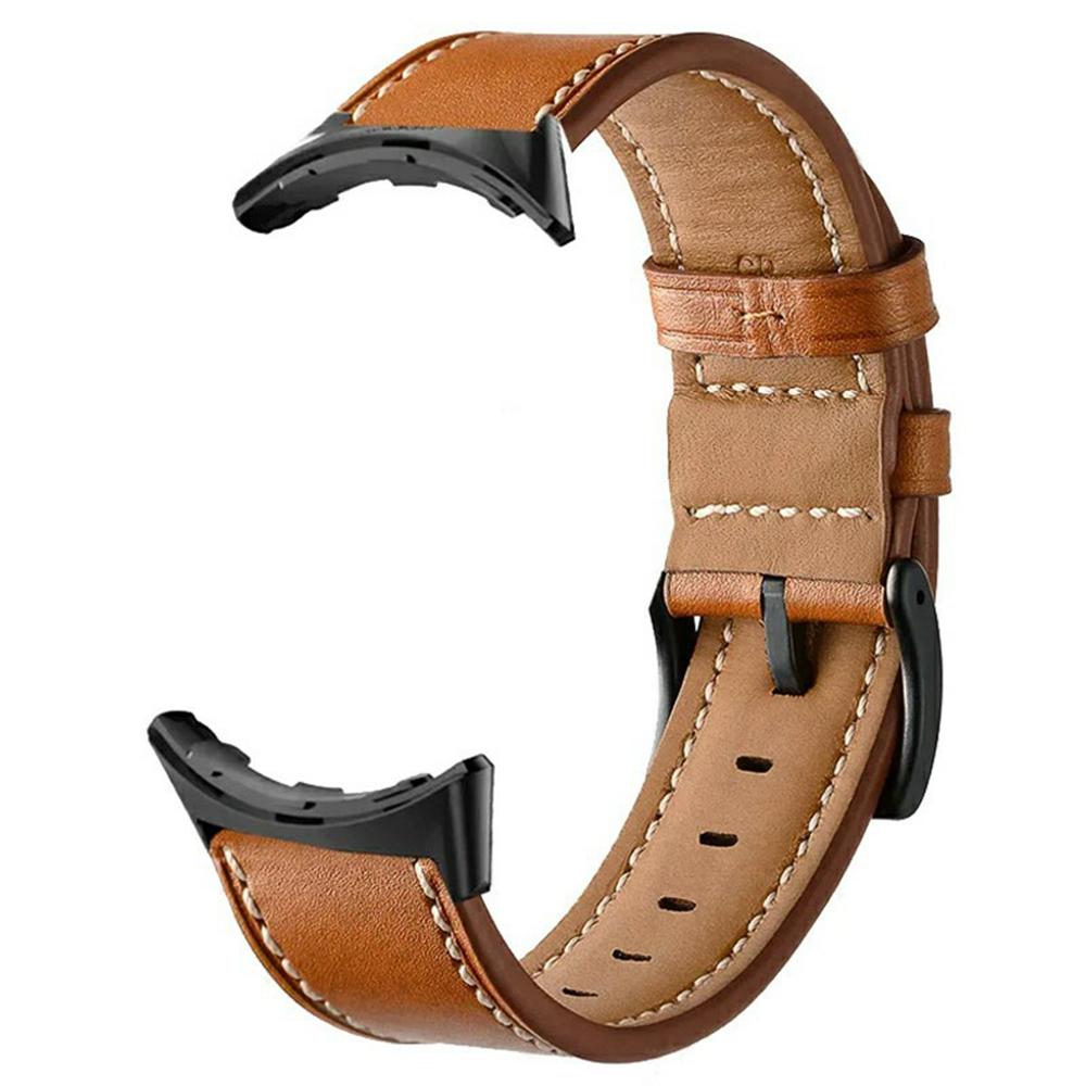 Fiber Leather Watch Band for Google Pixel Watch 4 41mm/3 41mm/Watch 2/Watch Stitching Line Quick Release Replacement Strap