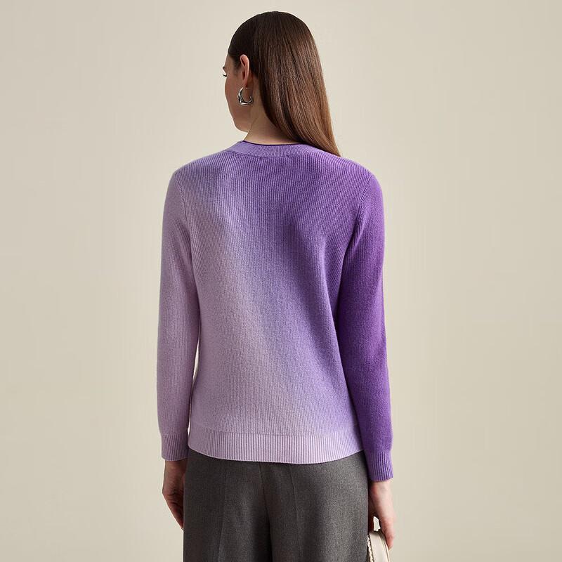 Zhaojun Women's Gradient Pure Cashmere Round Neck Thick Knit Sweater