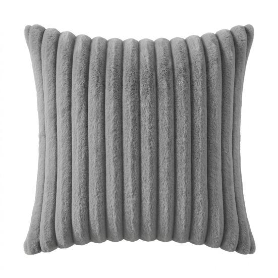Imitation Rabbit Fur Pillowcase, Soft Plush Vertical Strip Design Throw Pillow Case, Decorative Cushion Cover for Sofa Bed Chair