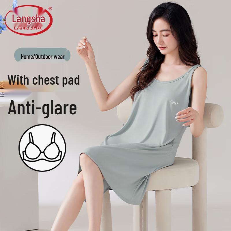 Langsha Women s Sleeveless Camisole Nightdress XL