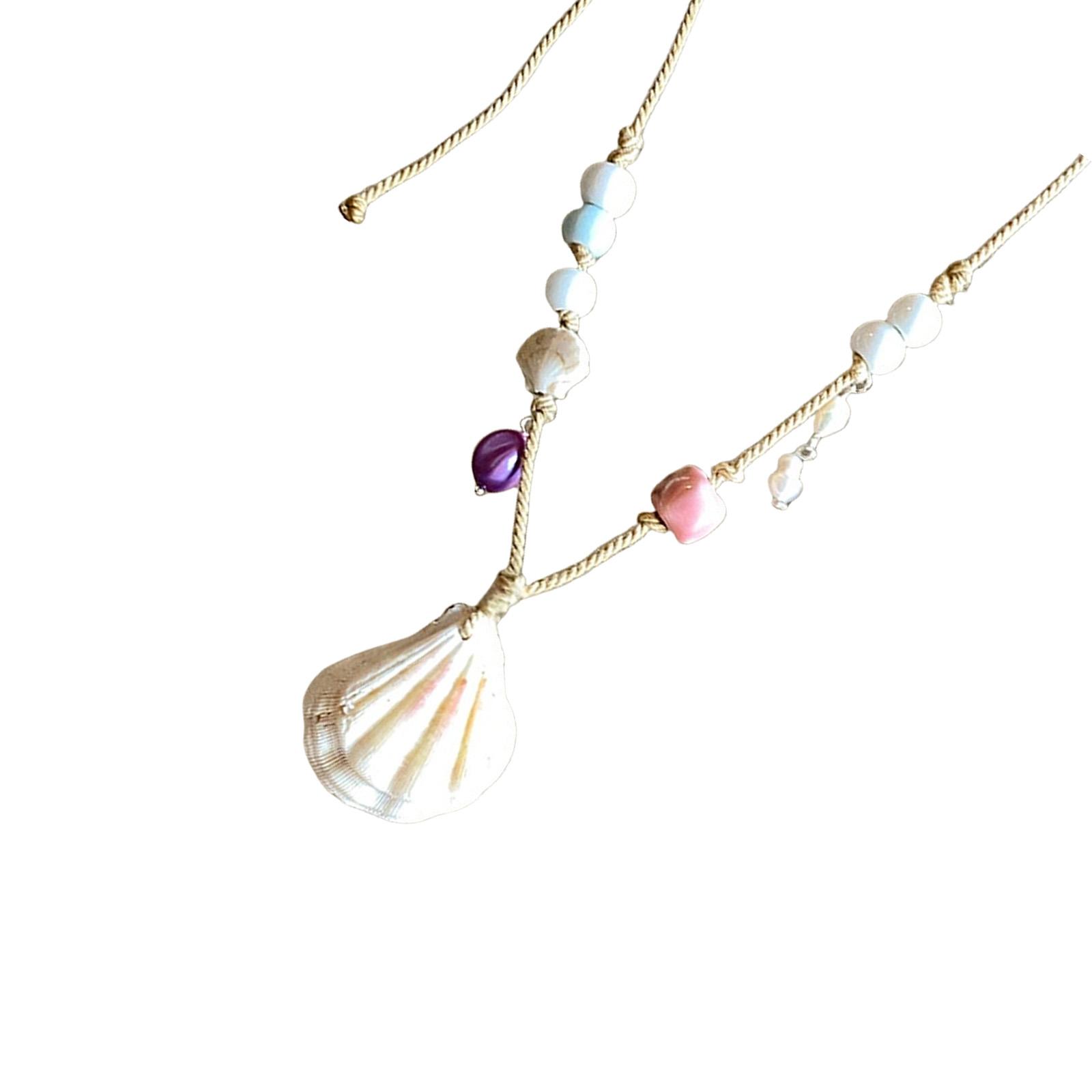 

Натуральное ожерелье из ракушек, летние пляжные украшения, регулируемая цепочка на ключицу для женщин, аксессуары для отпуска