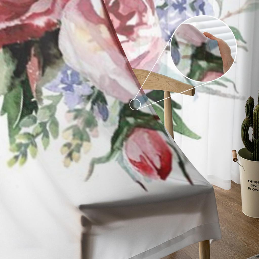 Transparente Vorhänge mit Blumen- und Rosenmotiv für Wohnzimmer, transparenter Tüll, Fensterbehandlungen, Schlafzimmer, Küche, Heimdekoration, Schleiervorhänge