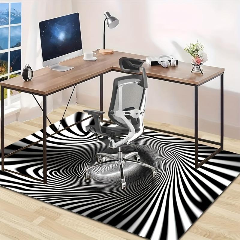 Optical Illusion Rug for Contemporary Living Room - Black White Spiral Design, Large Size Carpet, Modern Art Decor