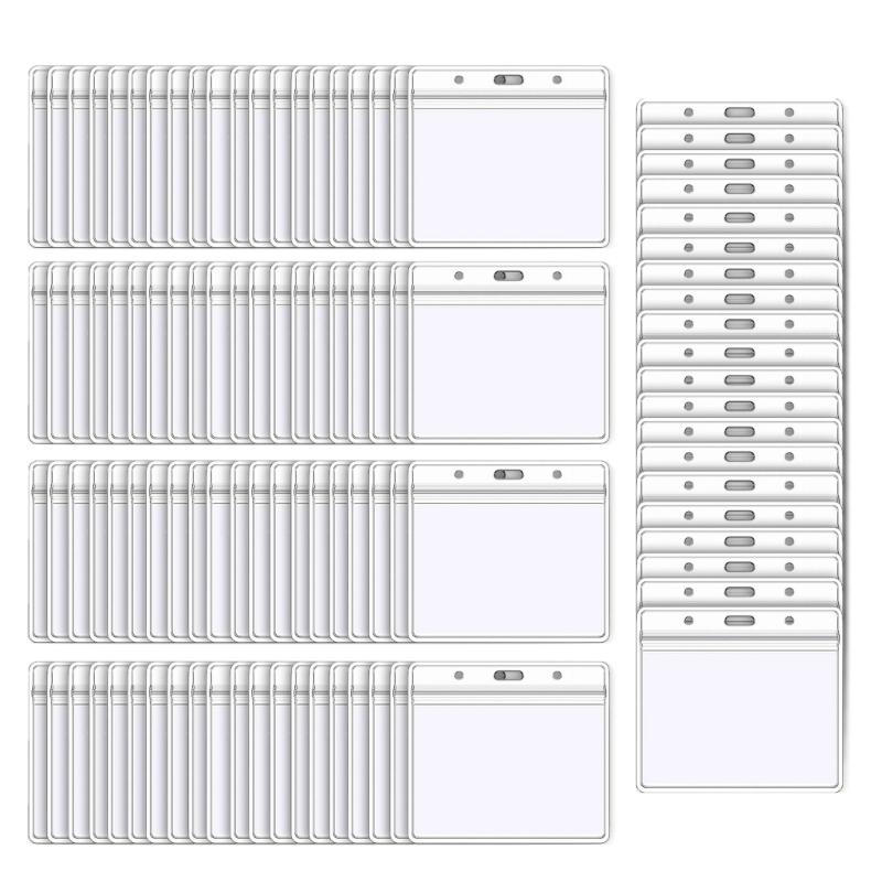 

100 Pcs Clear Name Badge Card Holder Horizontal Card Holders Sleeve Name Badge Holders Cover Office School Supplies 1
