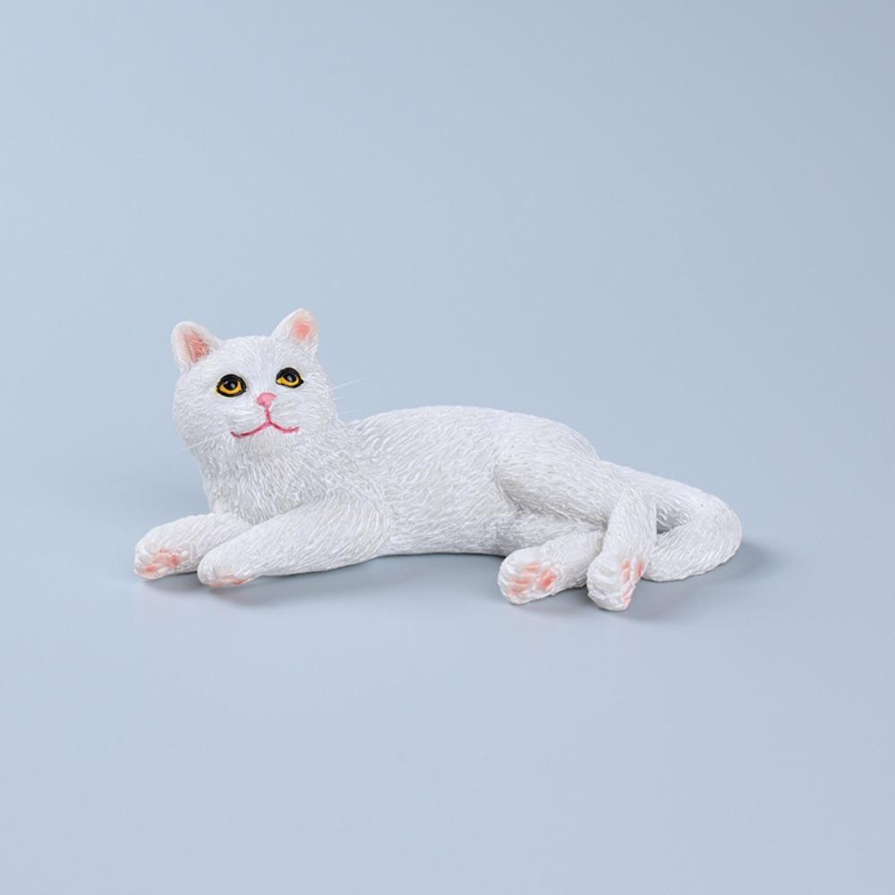 Simulation Cat Pet Model Cartoon Lying Cat Statue Adorable Cat Ornament  Dashboard Figurine