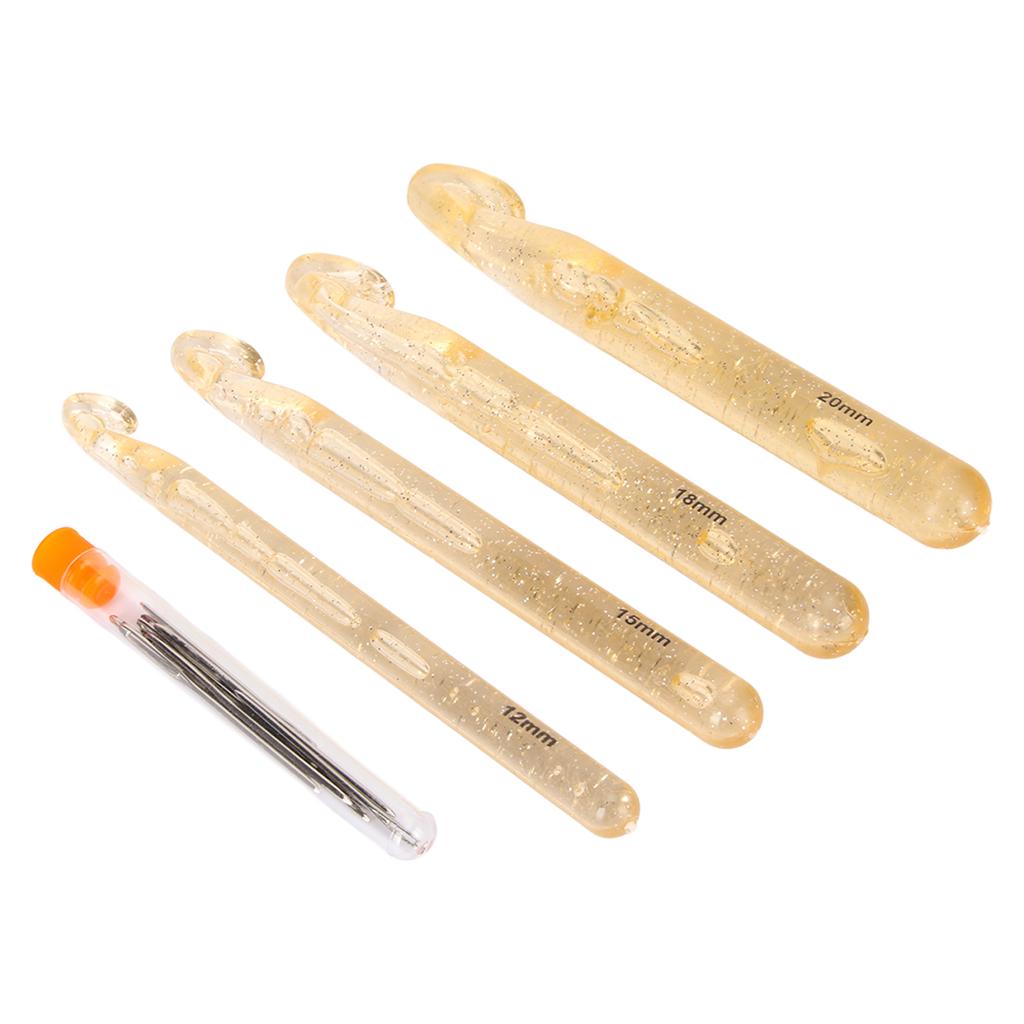 4 Größen Große Häkelnadeln Set 12mm bis 20mm Ergonomischer Griff Große Häkelnadeln für Decken Hüte