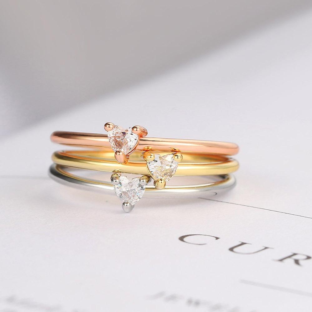 1PC Simple Women's Fashion Wedding Band Engagement Heart Ring Party Birthday Anniversary Gifts