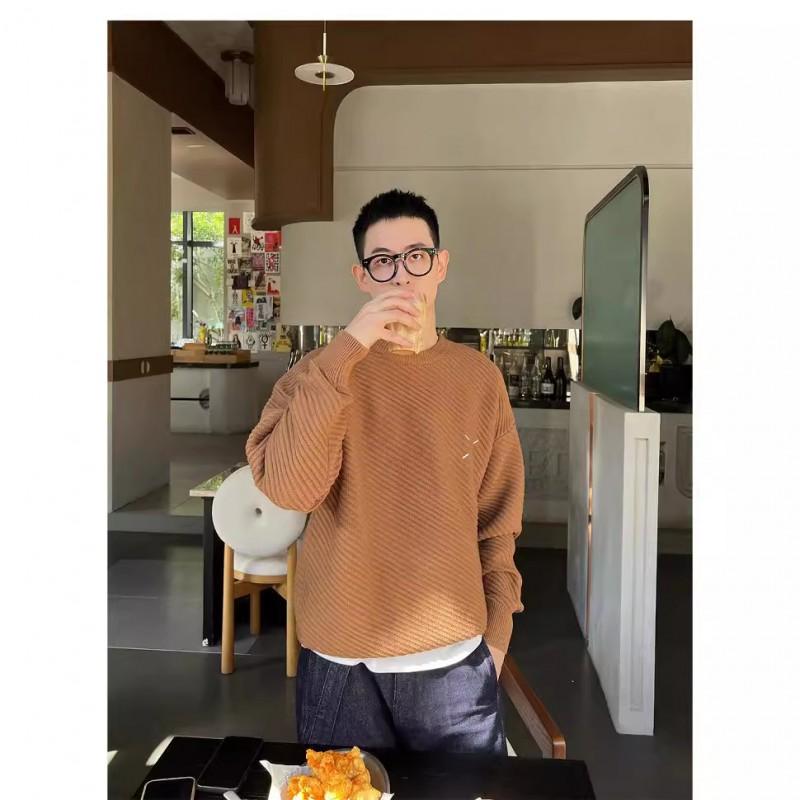 Maison Margiela Style Casual Wool Blend Knit Sweater Loose Fit Crew Neck Unisex Wear