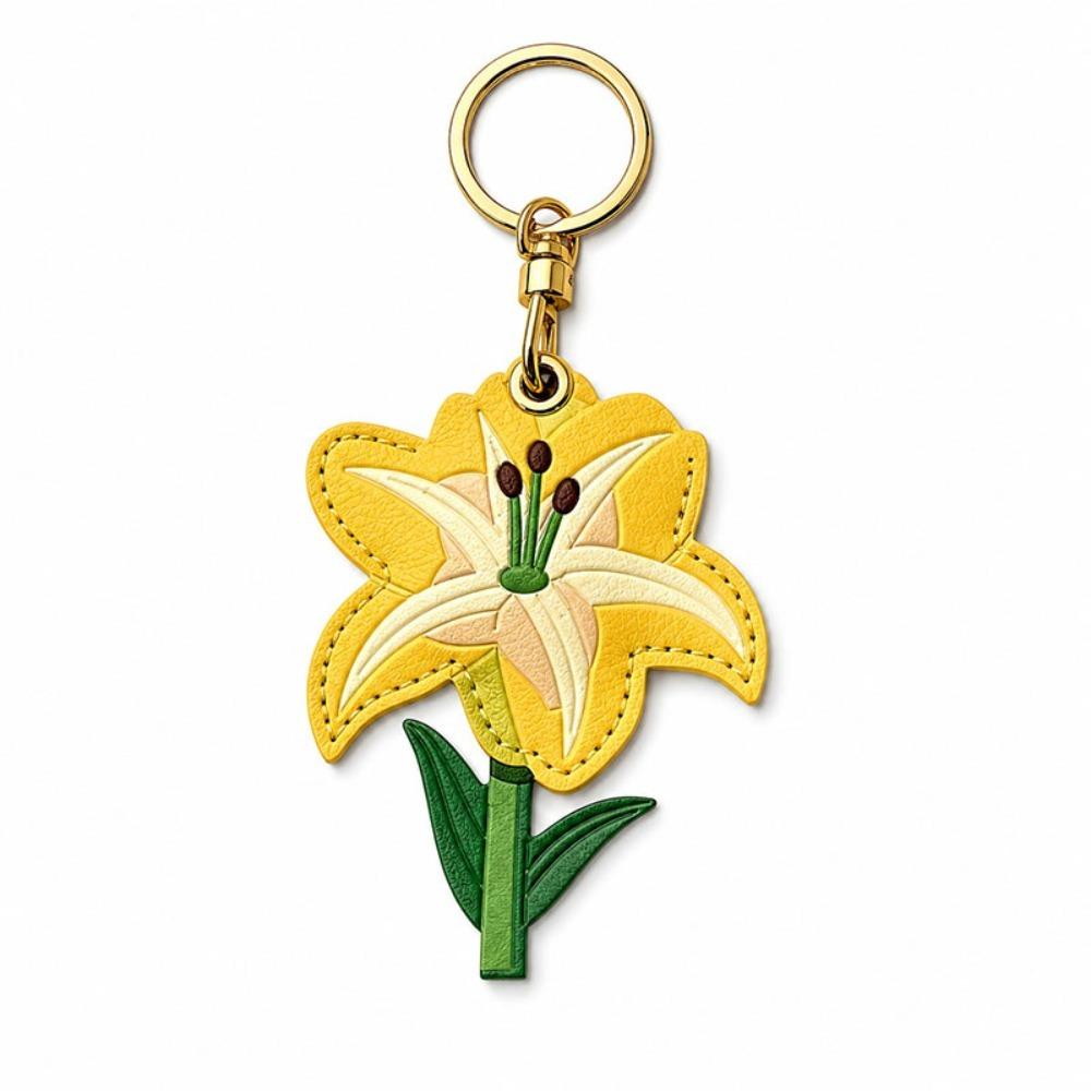Anti-Lost Lily Leather Charm Lily Embossed Pattern Bag Hanging Pendant Bluetooth Tracker Protect