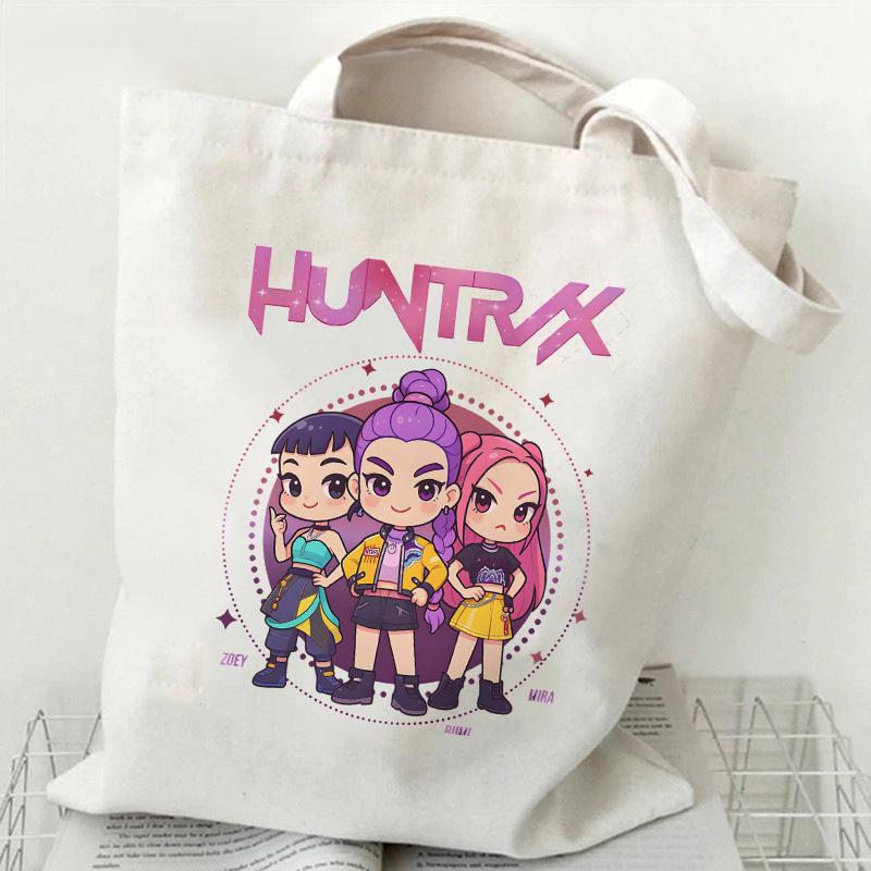 KPOP Demon Hunter Group Printed Canvas Bag Spot Women's Daily Handbag Shopping Bag KTY