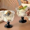 1PC Color Blocking Ice Cream Bowl Dessert Cup Palace Style Highball Glass Gift Tableware Vintage Embossed Design Elegant 200ml