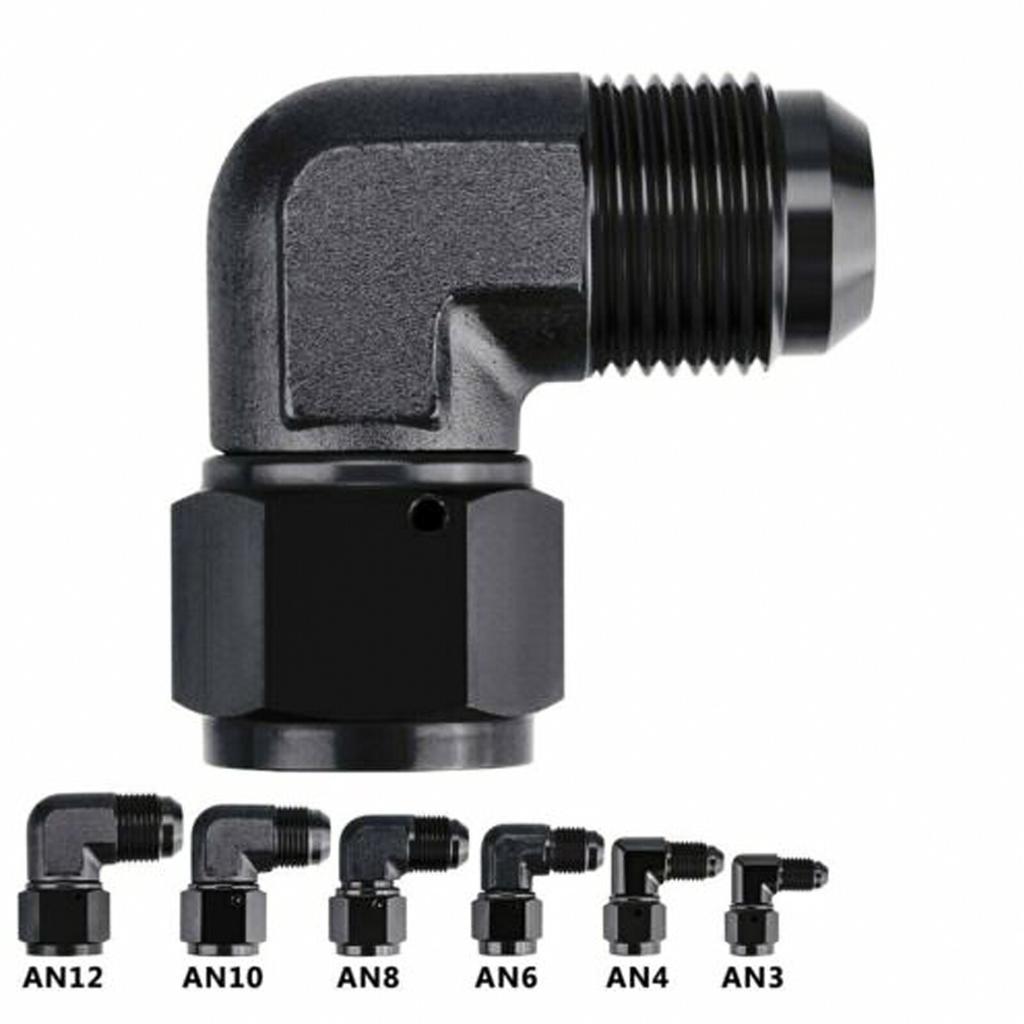 2PCS AN4 AN6 AN8 AN10 Female To Male Flare 90 Degree Swivel Hose Fitting Adapter