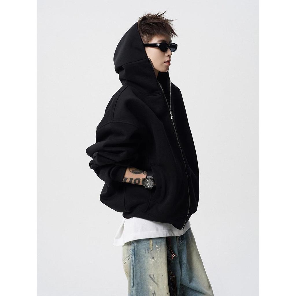 Unisex Heavyweight Hooded Sweatshirt – Spring/Autumn High-End Loose Fit Cardigan