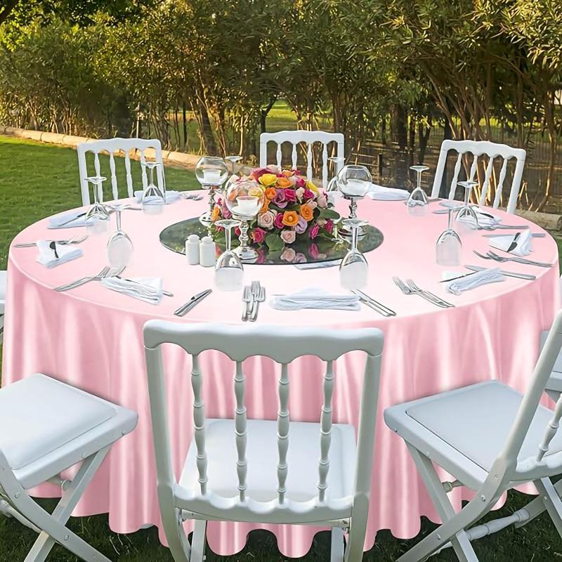 Round Satin Tablecloth Sky blue Bright Silk Tablecloth  For Baby Shower Wedding Birthday Party Banquet Christmas Table Decor