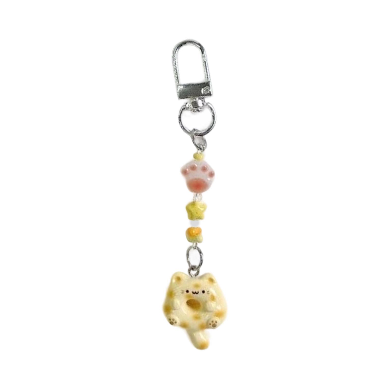 

Soft Resin Cat Doughnuts Keychain Petites Decorative Charm Accessory For Smartphones Backpacks And Personal Belongings бежевый