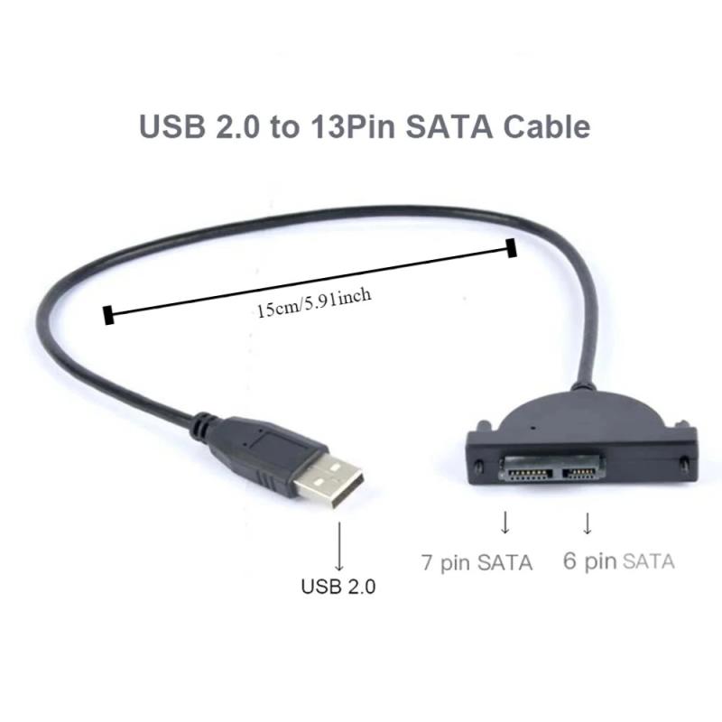Usb 2.0 Sata Cable Optical Driver Adapter Cable Cd/Dvd-Rom Drive Cable For Pc Laptop Notebook