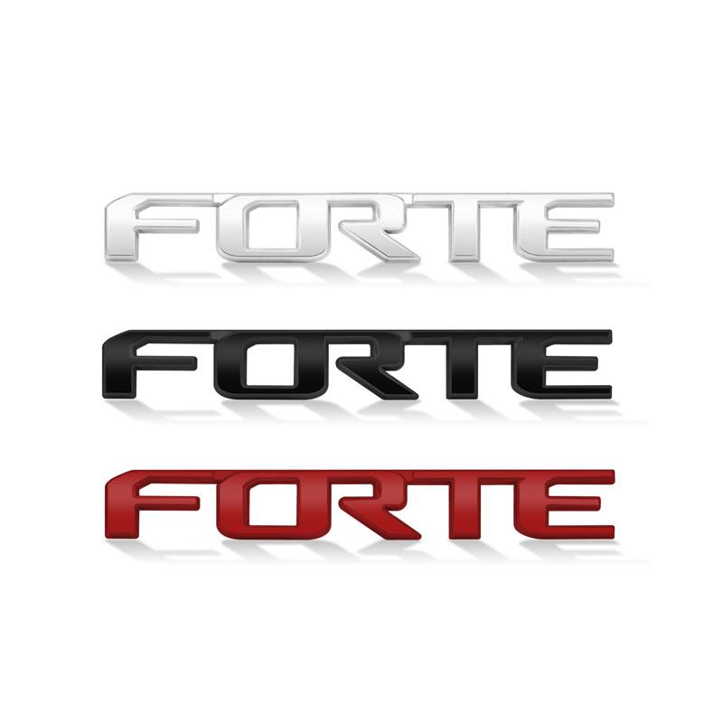 Car Styling 3D Chrome Metal FORTE Letter Logo Car Body Sticker Fender Side Emblem Rear Trunk Badge Decor Auto Accessories