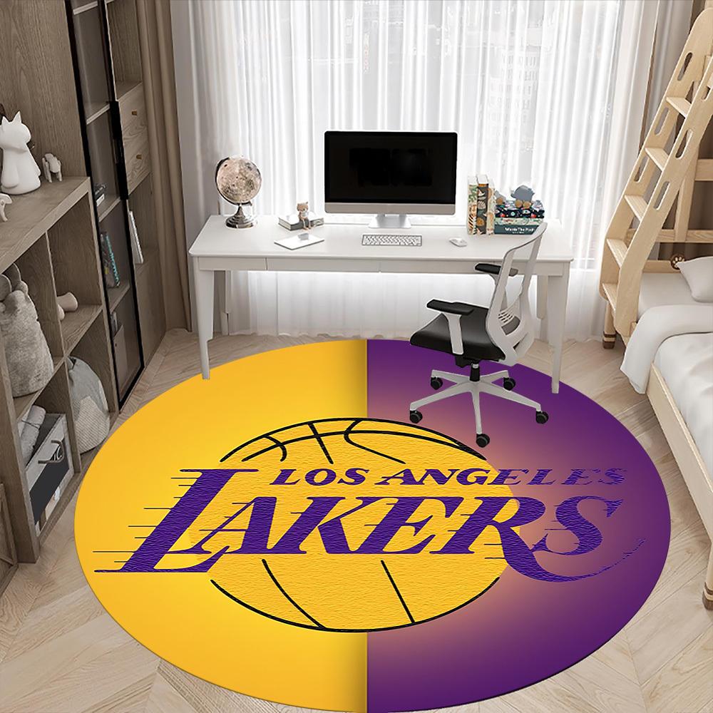 

1pc Basketball Lakers Office Round Area Rug, Indoor Mat Suitable For Office, Under Office Chairs Bedroom Living Room Home Decor, Room Deco 120cm