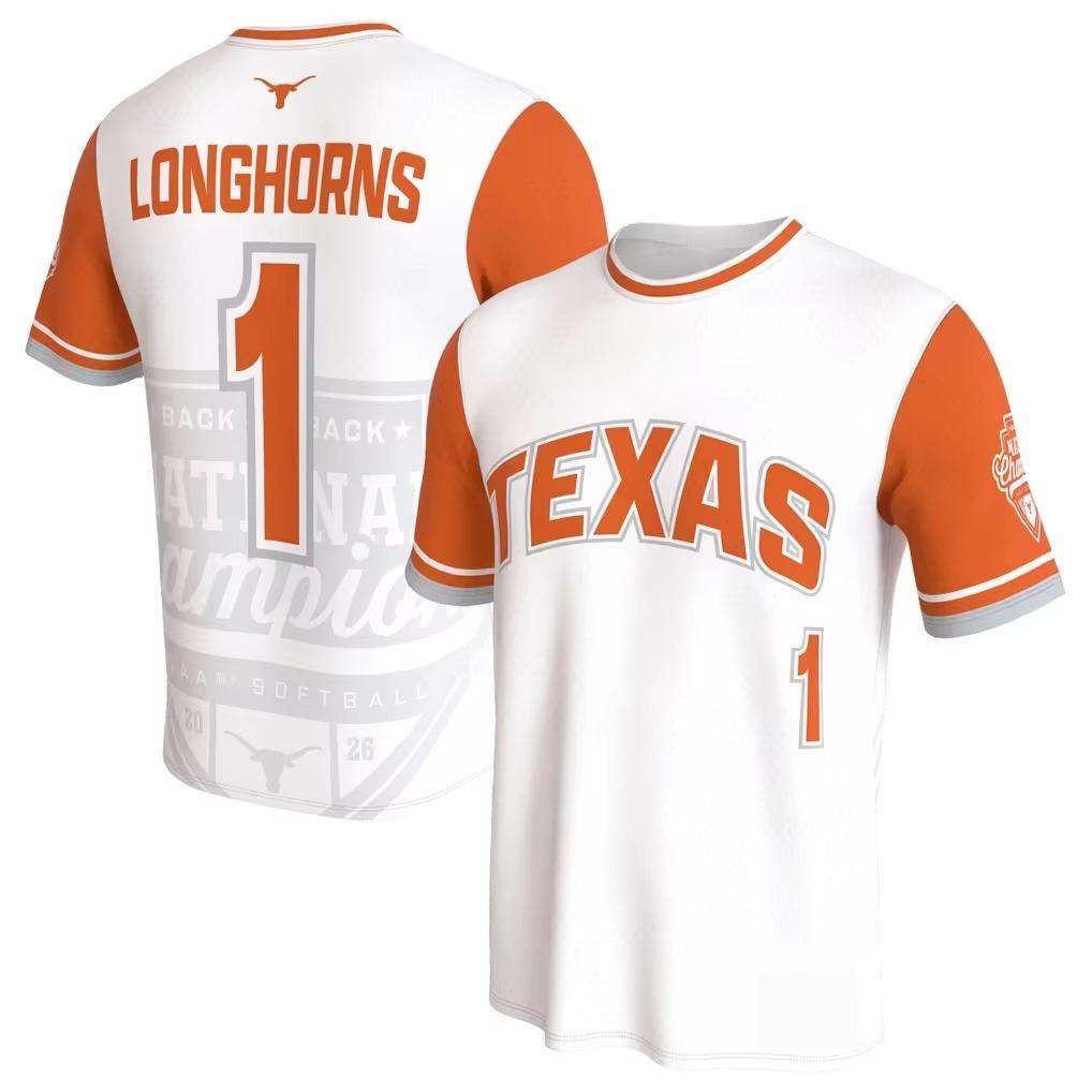 Unisex ragbyový dres Texas Longhorns, prodyšný síťovaný dres s 3D potiskem v americkém stylu, pánské oversized rychleschnoucí tričko