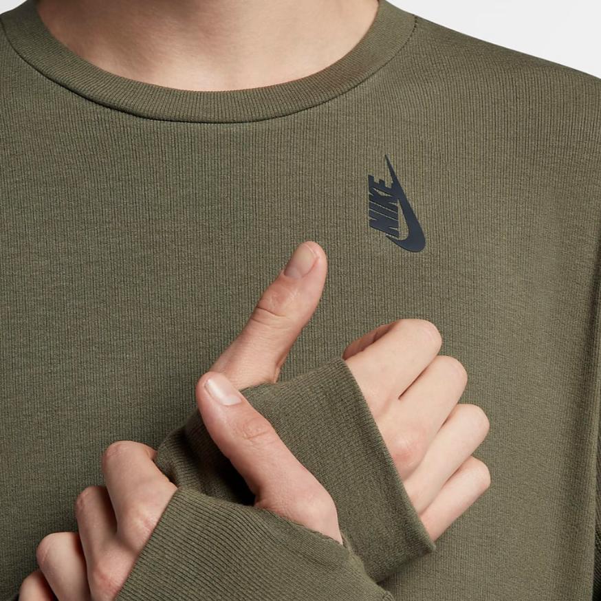 Nike Collection Solid Color Casual Breathable Pullover Long Sleeve T-Shirt Men Tops Medium-Olive AA1547-222