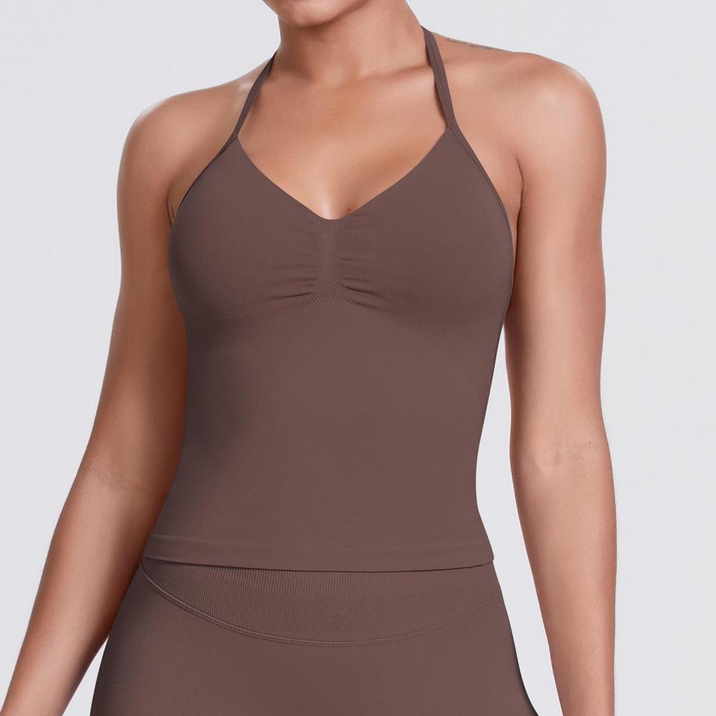 Seamless Solid Color Sexy Back Tank Top for Women - Yoga, Running, Fitness