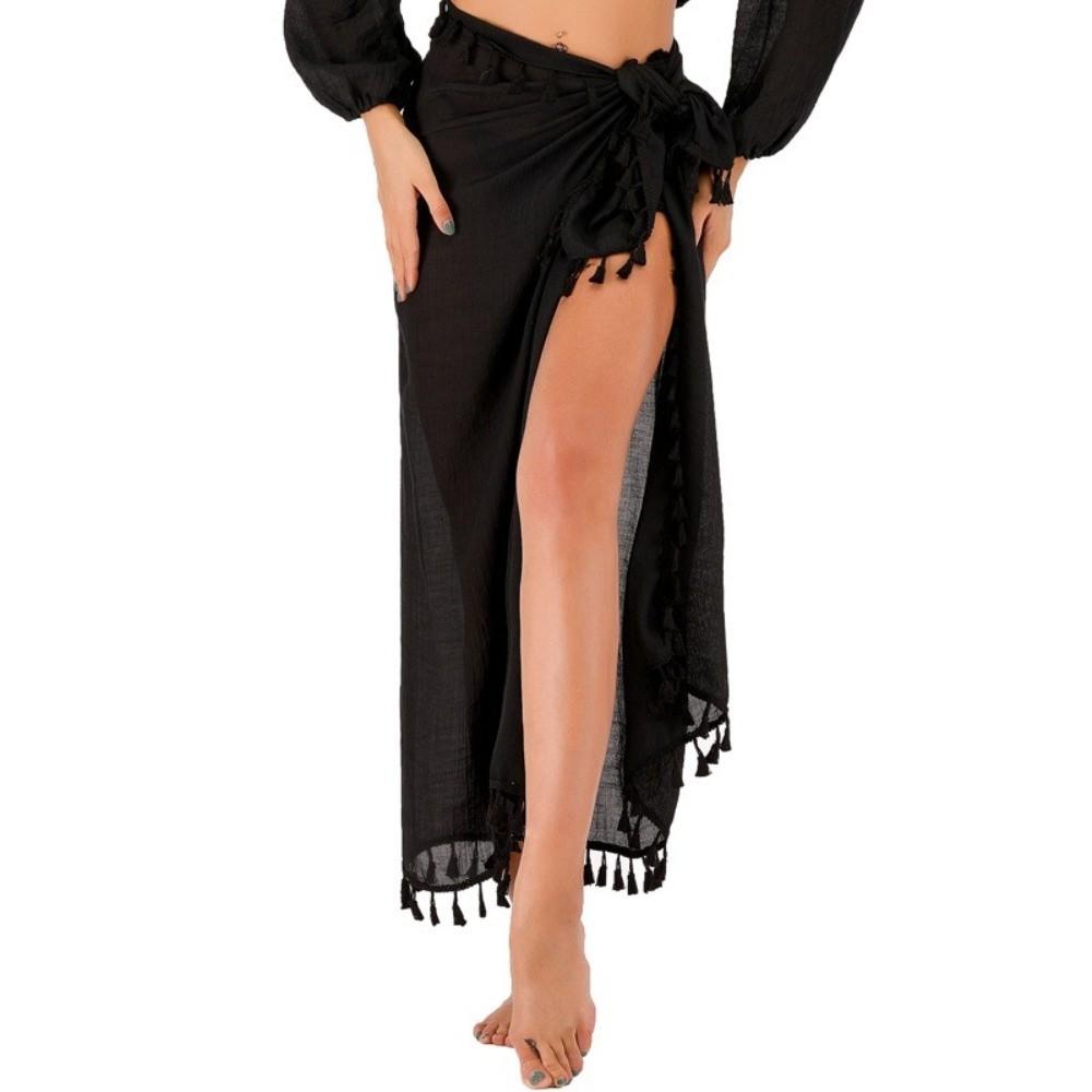 Quick Drying Beach Wrap Skirt Solid Color Sun Protection Shawl for Women Seaside Holiday