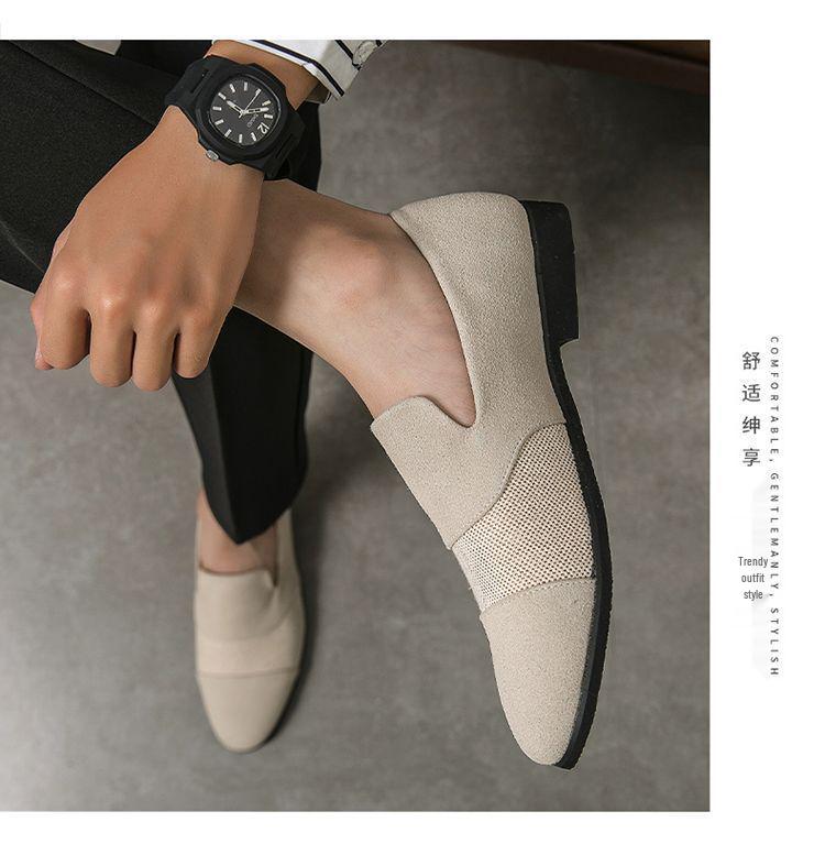 Men's Formal Leather Slip-On Loafers for Business, Mesh Nightclub, Hairstylists, and Driving.