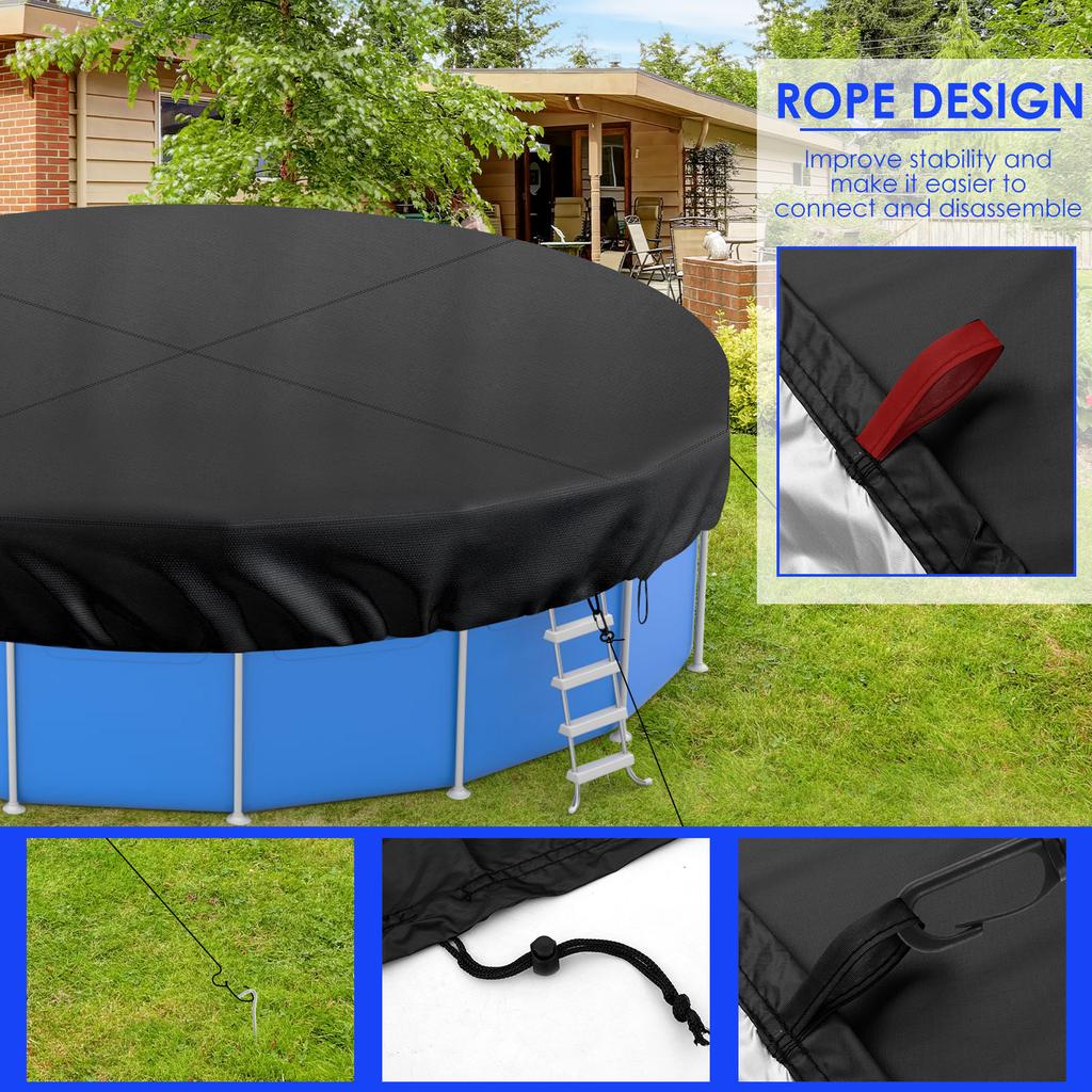 8/10/12FT Round Swimming Pool Covers Summer Pool Cover Protector Heavy Duty Tear Resistant Pool Cover For Aboves Ground Pools