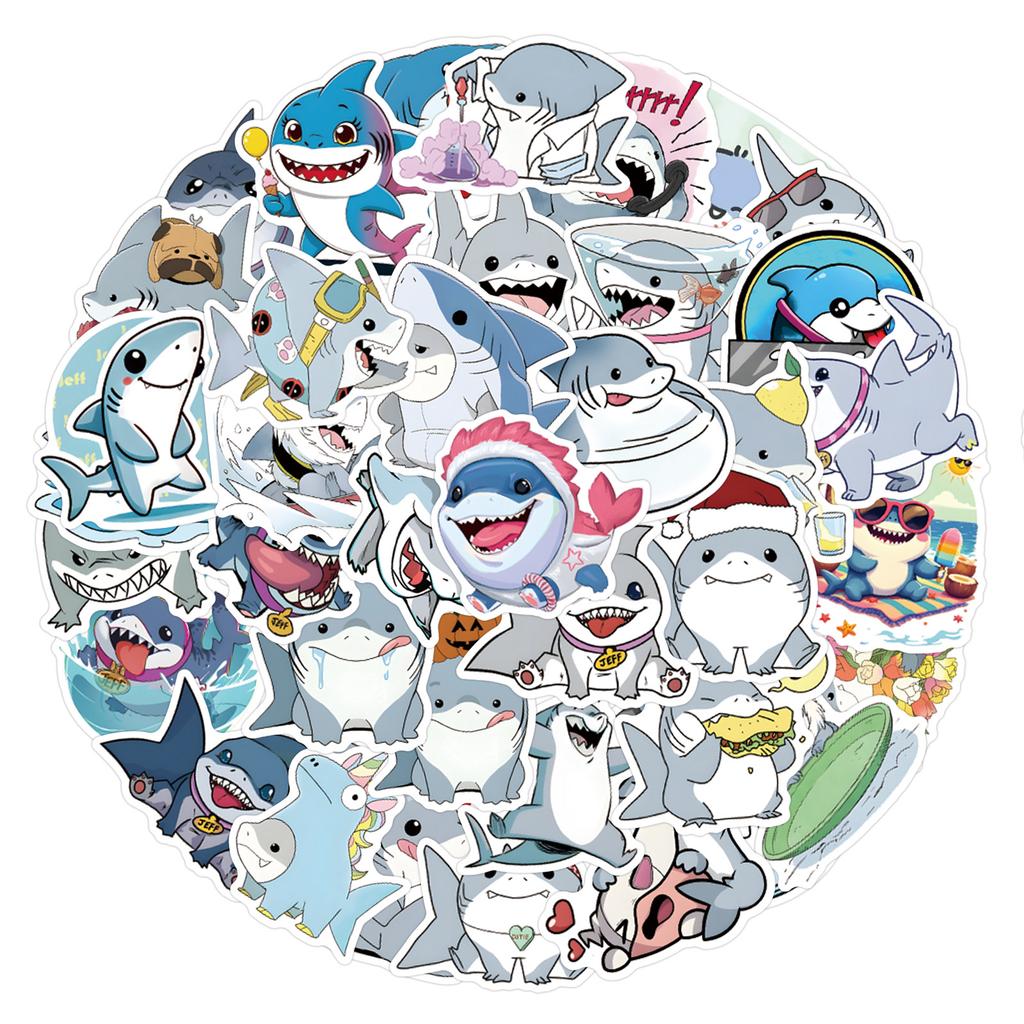 54 Pictures Jeff The Shark Graffiti Stickers Decorative Skateboard Suitcase Notebook DIY Stickers