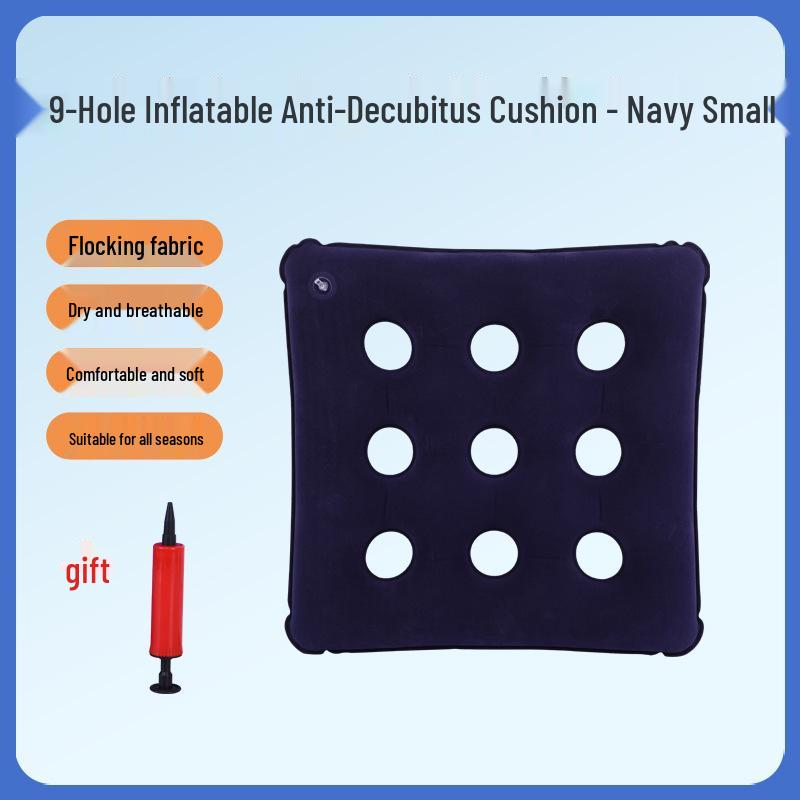 Inflatable Round Seat Cushion, Anti-Bedsore PVC Air Cushion, Light Blue