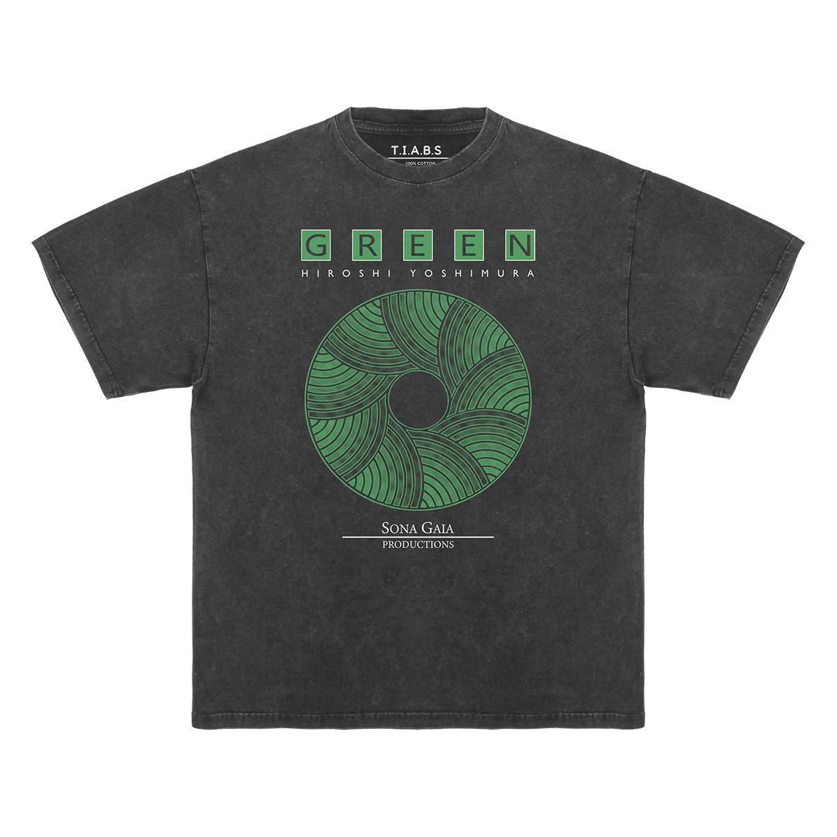 

Hiroshi Yoshimura Green TShirt Inoyama Land Brian Eno Washed Loose Drop Shoulder Retro Mens Short Sleeve Oversize Cotton Shirt S