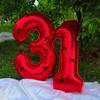 40 Inch Black Bow Decorated Red Digital Balloons 0-9 Numbers DIY Bow for Birthdays, Anniversaries, and New Year Decorations