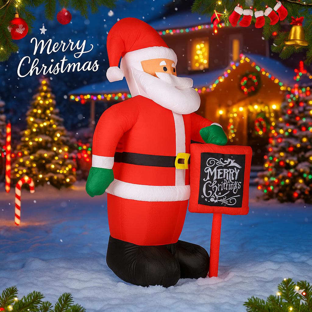 5.9FT Christmas Toy Inflatable Santa Claus Decorations With LED Lights Xmas Ornament for Yard Lawn Home Party Xmas Supplies Gift