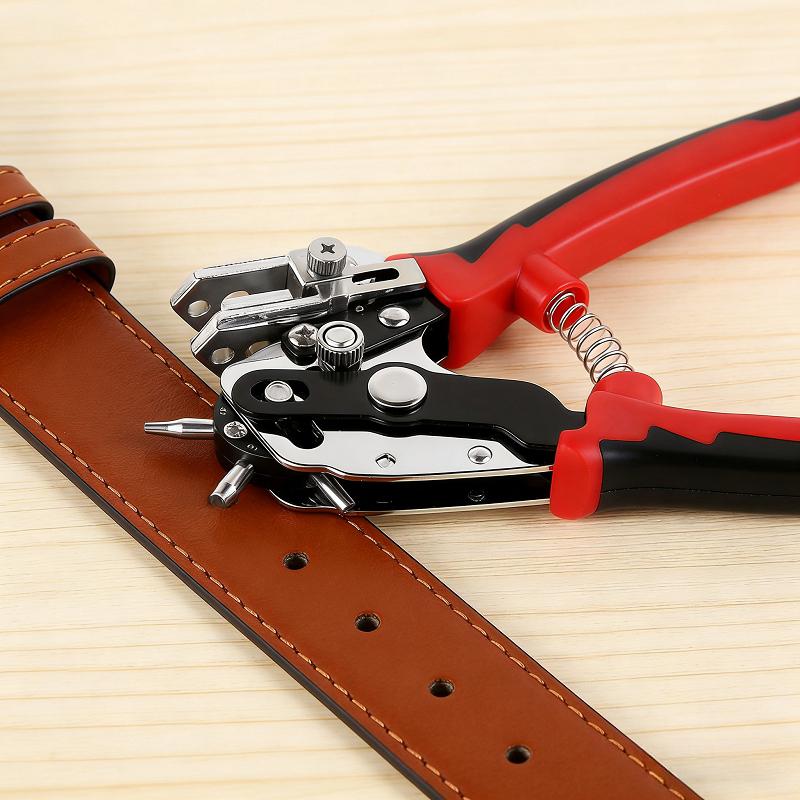 1Pc 6-in-1 Revolving Hole Punch Tool Heavy Duty Stainless Steel Comfort Grip for Leather Plastic Fabric Paper Card DIY Projects