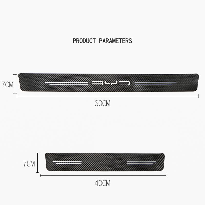 4 Piezas Protector de Estribo de Puerta de Coche de Fibra de Carbono Decoración de Pedal de Bienvenida Pegatinas de Cuero para BYD Atto 3 EV 2022 2023 Accesorios para Automóvil
