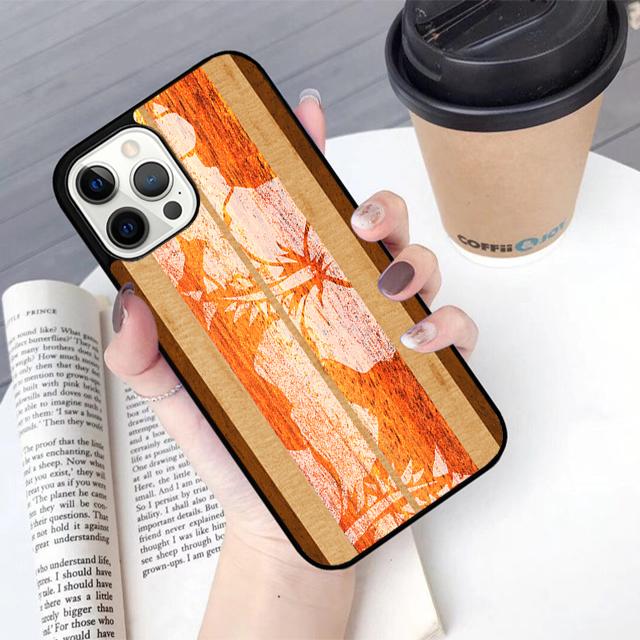 Hawaiian Faux Wood Surfboard Phone Case For For iPhone 17 Air 16 15 11 12 13 14 Pro Max 12 Max Plus coque