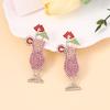 Exaggerated Wine Glass Personalized Women's European and American Earrings, Trendy Contrasting Colors, Diamond-encrusted Fruit Wine Glass Earrings