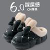 Bow cotton slippers winter piled thickened plush warm non-slip bag and home outdoor cotton shoes winter
