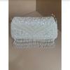 Handmade Beaded Bridal Clutch White Pearl & Sequin Evening Bag with Fringe Elegant Wedding Purse Handmade Party Bag Gift for Her