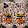 Phone case: 2D flat suitable for iPhone 18 17 16 15 14 13 Pro, transparent four corner protective case, pumpkin head, Christmas and Halloween gift