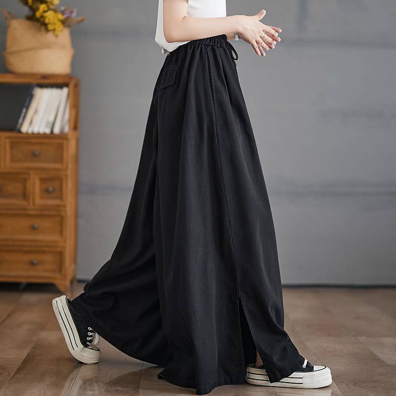 Literary and Artistic Casual Wide-leg Pants Women's Summer Large Size Loose Big-leg Pants Retro Thin Culottes Wide-leg Pants