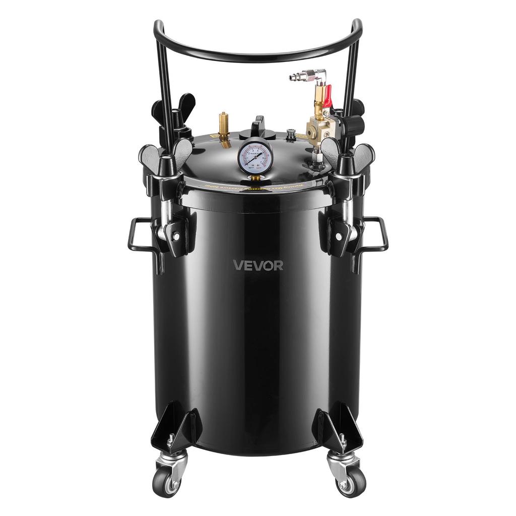 VEVOR Pressure Pot Tank, 30 L Heavy Duty Steel Pressure Pot Tank with Three Quick-Connect Couplers for Home Use, DIY, Art Creations