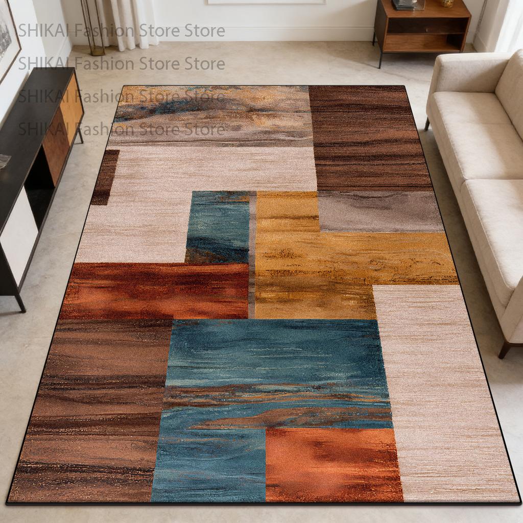 Modern Abstract Geometric Style Non-slip Balcony Rug Decoration Living Room Fluffy Carpet Large Area Easy Clean Coffee Table Mat