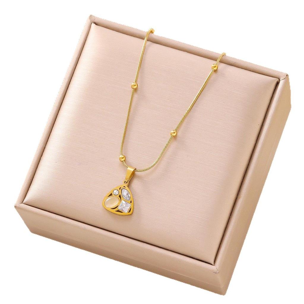 Triangle Gem Titanium Steel Necklace - Light Luxury 18K Gold, Non-fading High-end Jewelry