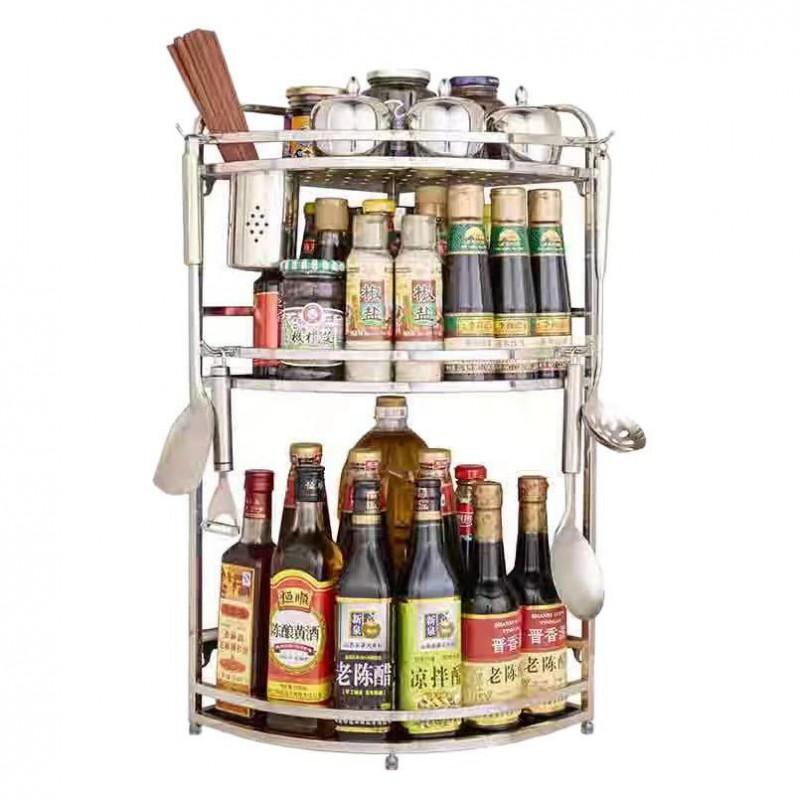 Stainless Steel Corner Spice Rack Kitchen Counter 2 Or 3 Tier Triangle Organizer No Assembly With Optional Chopstick Holder