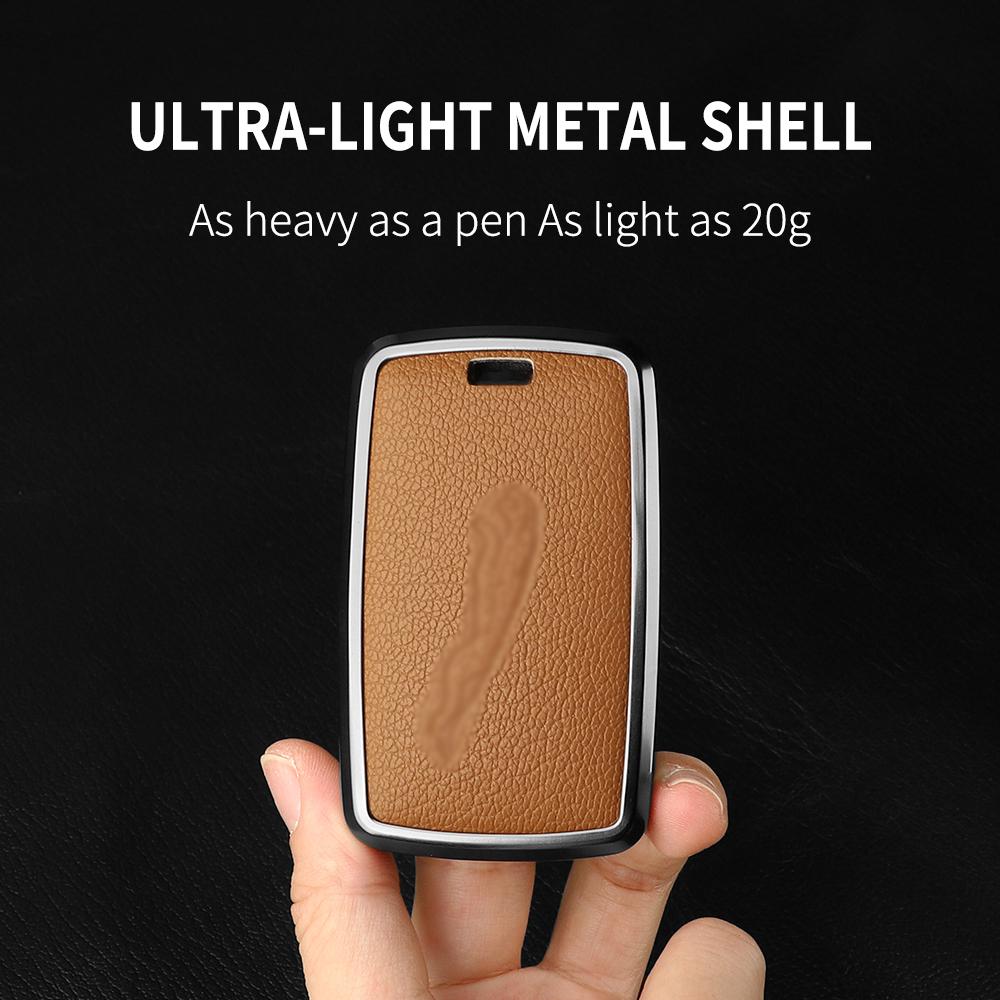 Aluminiumlegierung Ziegenleder Auto Schlüsselhülle Abdeckung für Jaguar JLR XF XJ XE XJL XFL I-PACE E-PACE F-Pace Auto Schlüsselhülle Schutz Fob