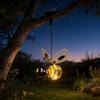 Garden Solar Lantern With Iron Bee And Butterfly Decor For Outdoor Yard Lighting