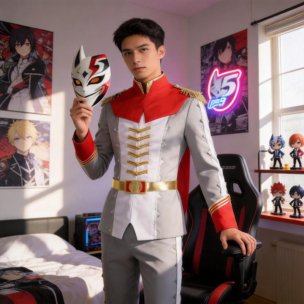 Persona 5 Cosplay Anzug für Herren mit authentischem Design für Anime-Conventions und Kostümpartys